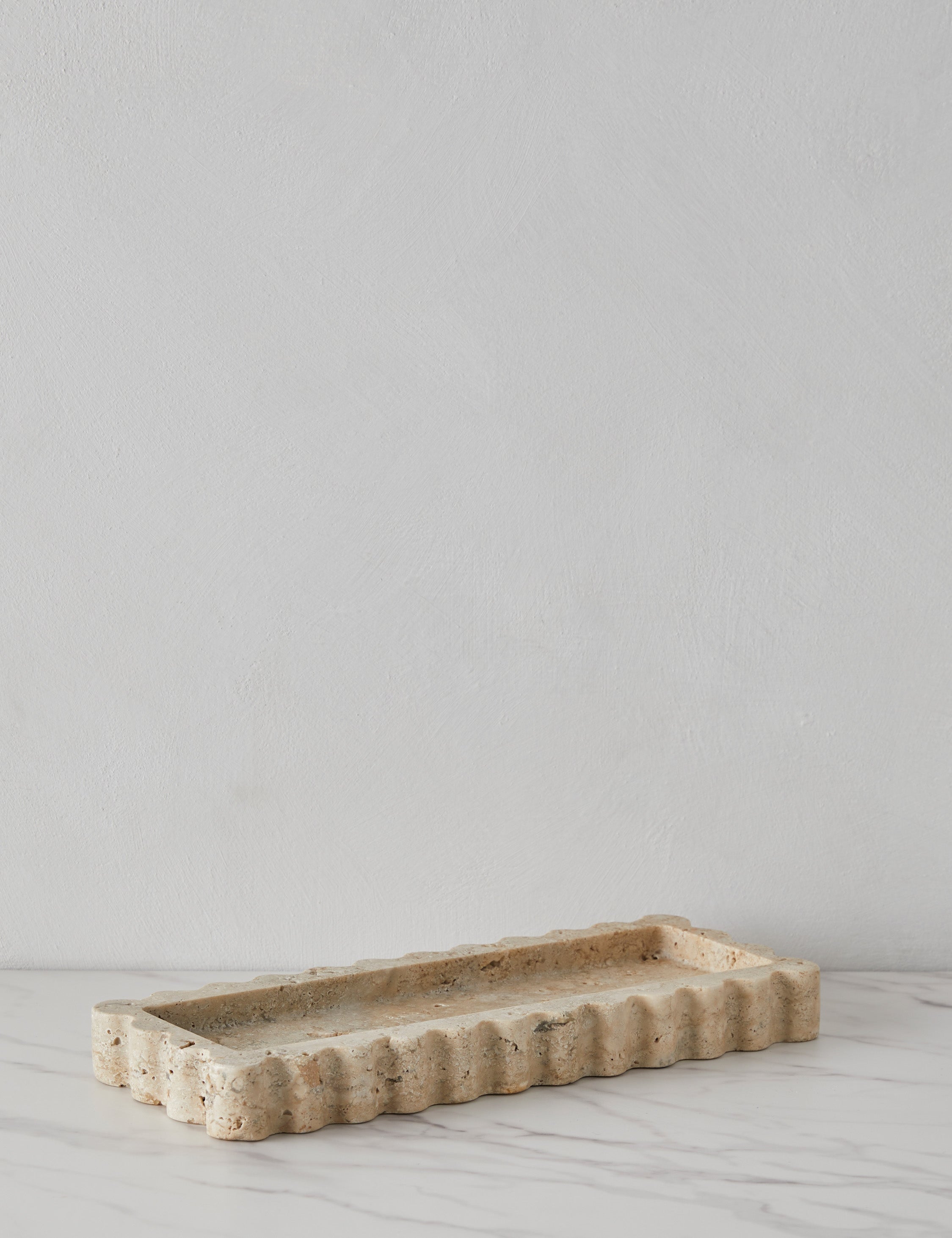 Sculptural Scalloped Stone Tray - CherryGoldMarble - Image 3