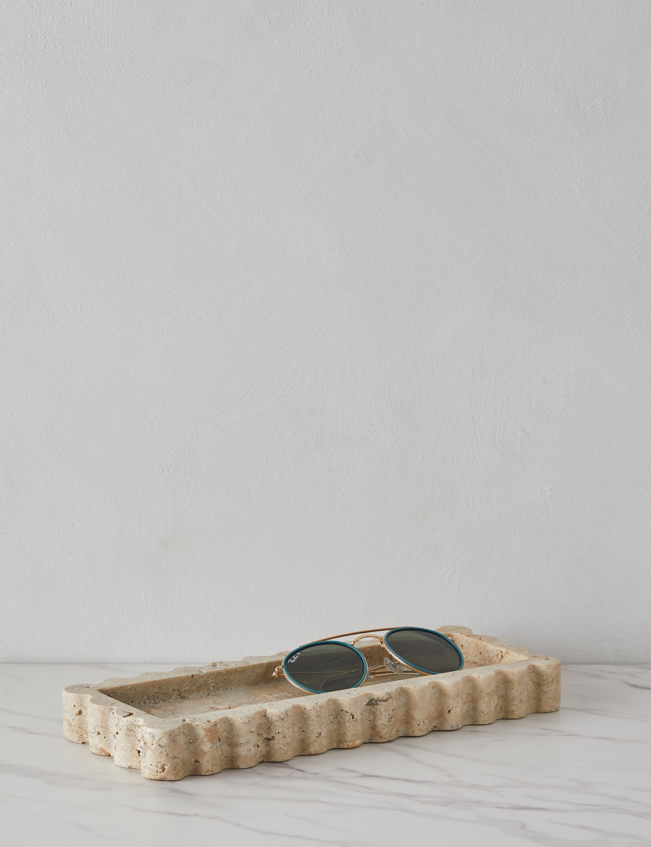 Sculptural Scalloped Stone Tray - CherryGoldMarble - Image 2