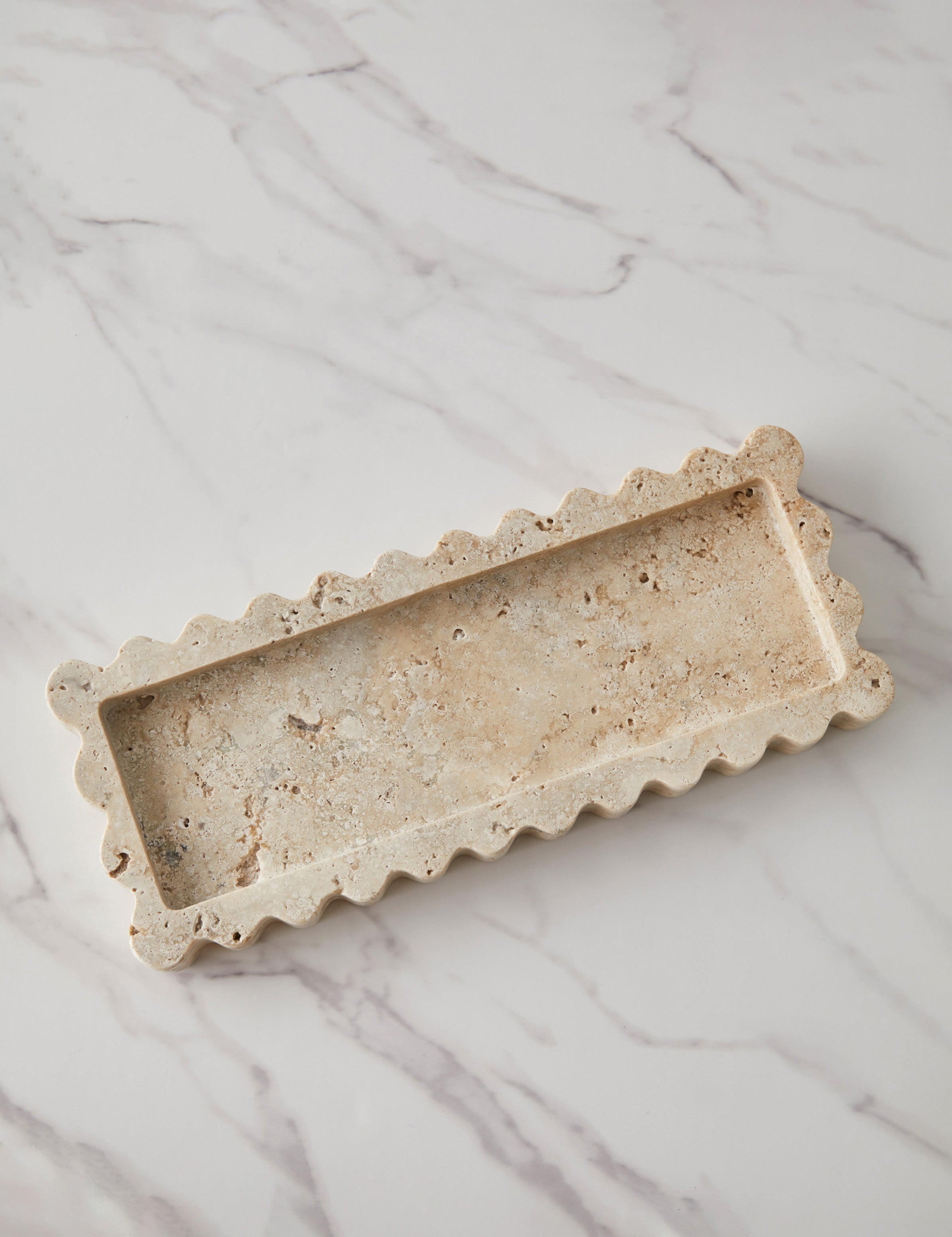 Sculptural Scalloped Stone Tray - CherryGoldMarble - Image 12