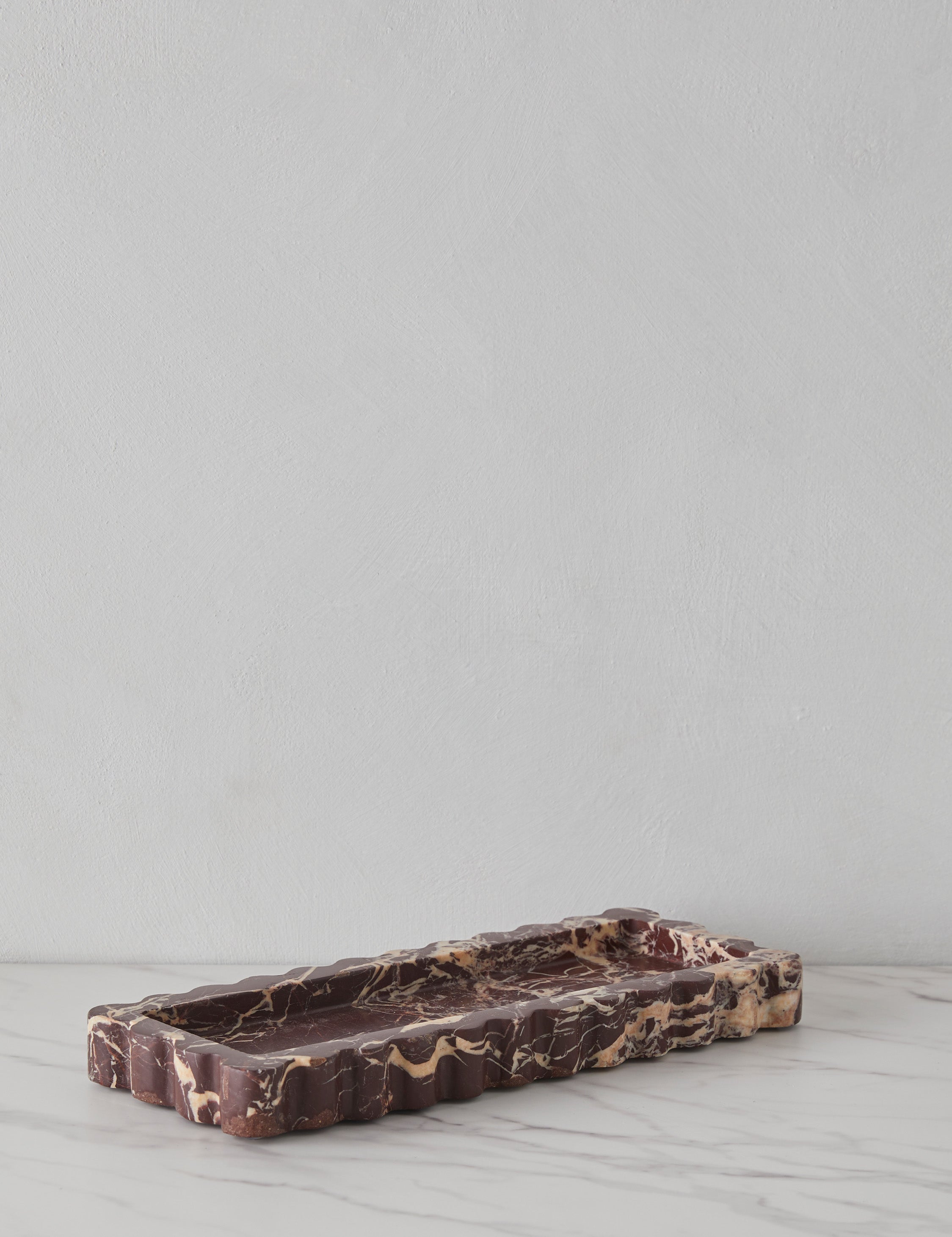 Sculptural Scalloped Stone Tray - CherryGoldMarble - Image 9