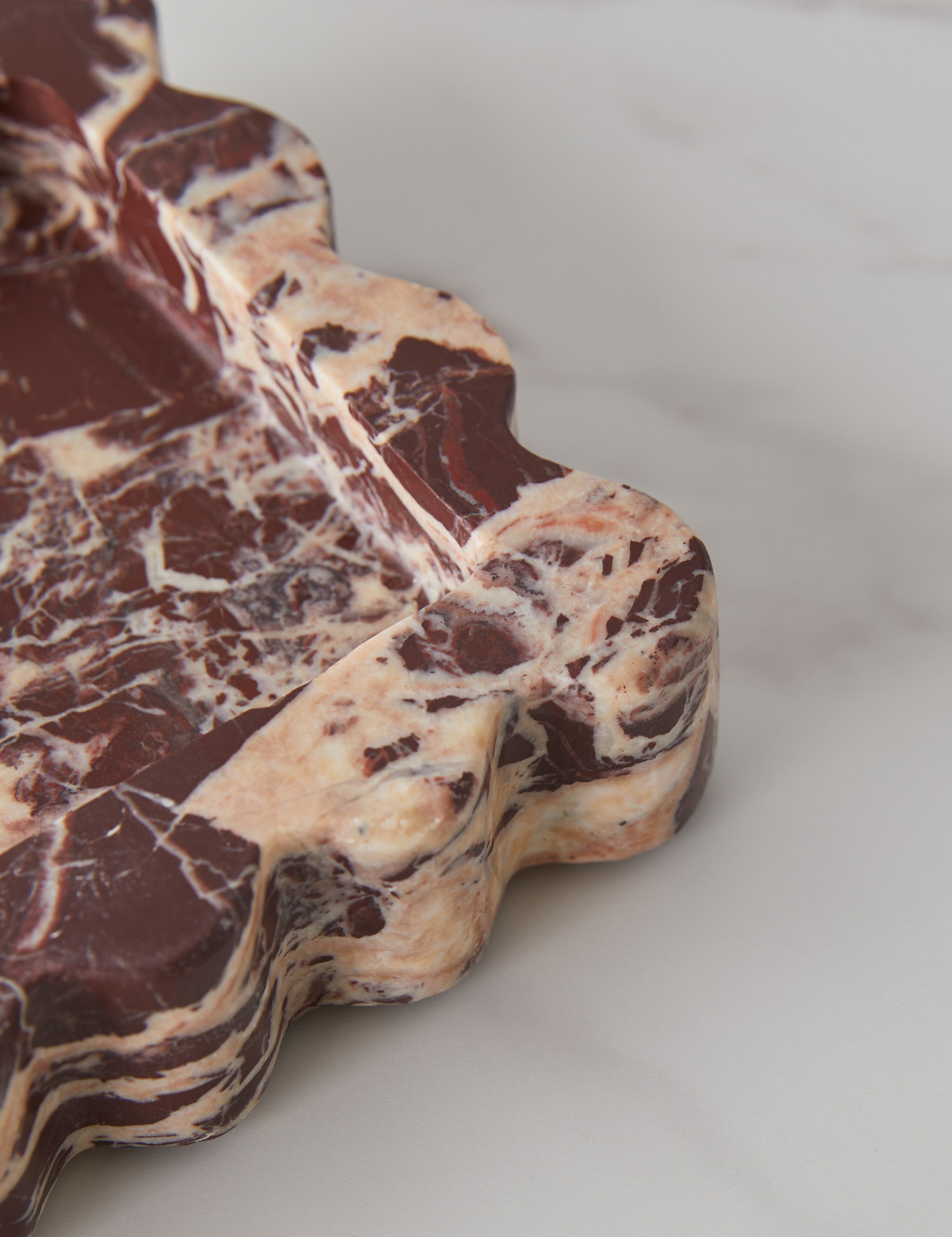Sculptural Scalloped Stone Tray - CherryGoldMarble - Image 10